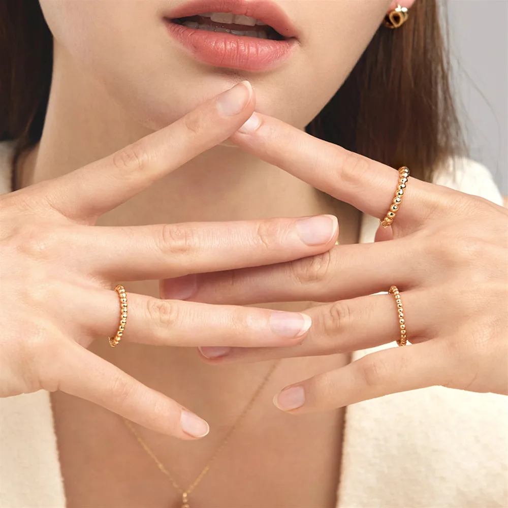 [모아르] 14K 텀블 버블 볼 반지 소